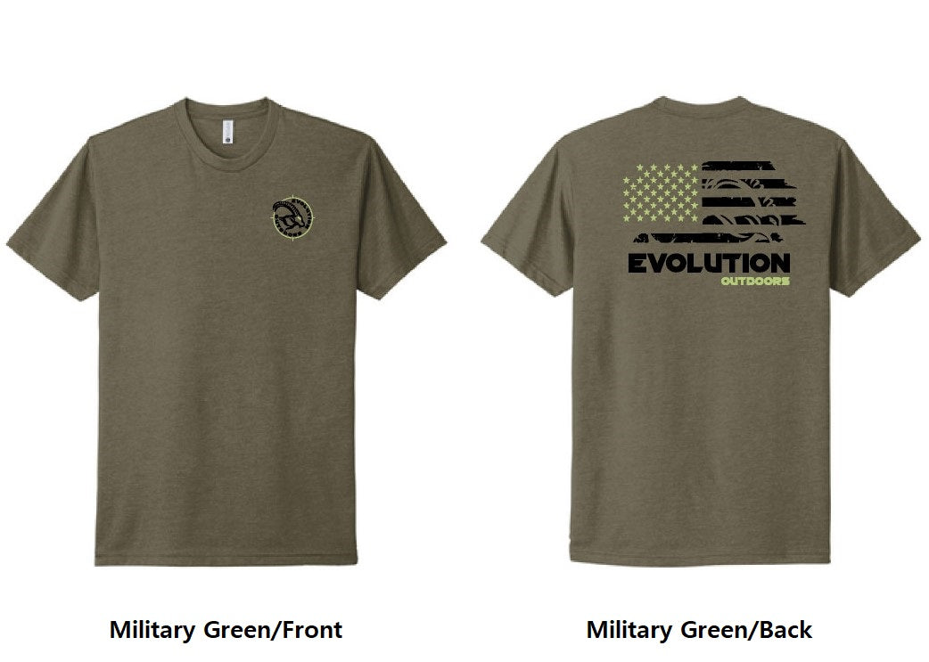 Men's Ibex Flag on Back Tee - Military Green