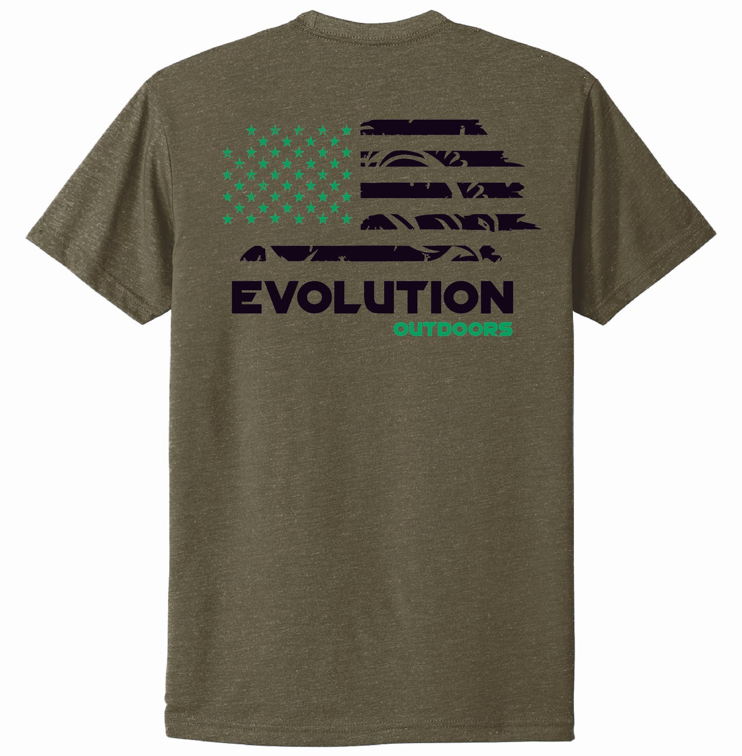 Men's Ibex Flag on Back Tee - Military Green