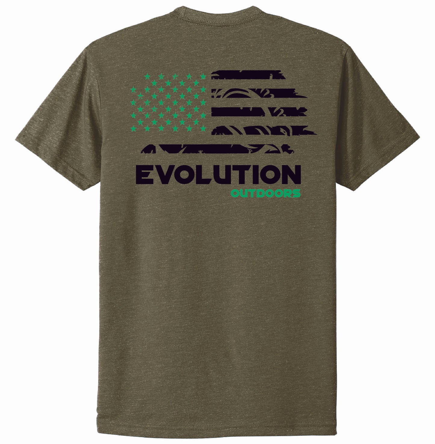 Men's Ibex Flag on Back Tee  - Military Green